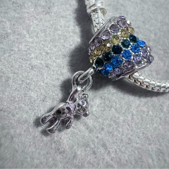 Teddy Bear Hanging from‎ Balloon Charm fits PANDORA - Picture 8 of 9
